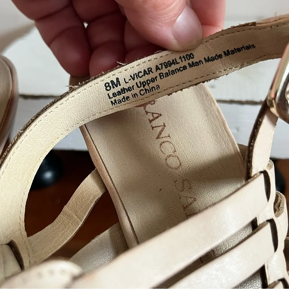 Franco Sarto High‎ Heel Strappy Sandals With Platform Beige Open Toe Size 8 M - Image 9