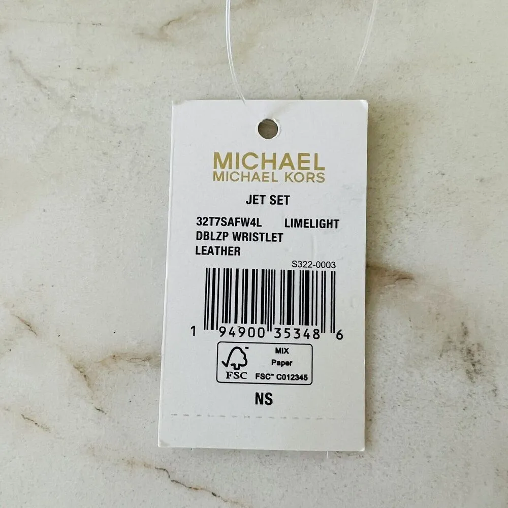 MICHAEL KORS Jet Set Lime Light Yellow Leather Double Zip Wallet Wristlet - Image 9