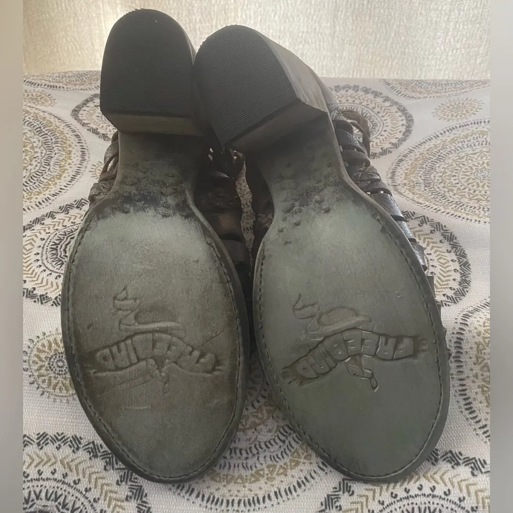 FREEBIRD BY STEVEN Bela Brown Laser Cut Heel Sandal Peep Toe Booties Size 10 - Image 14