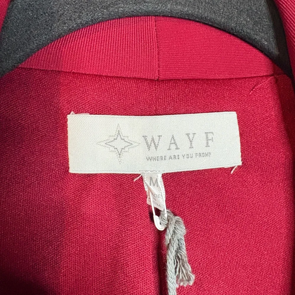 WAYF NWT  Romee Deep Red Ostrich Feather blazer - Image 3