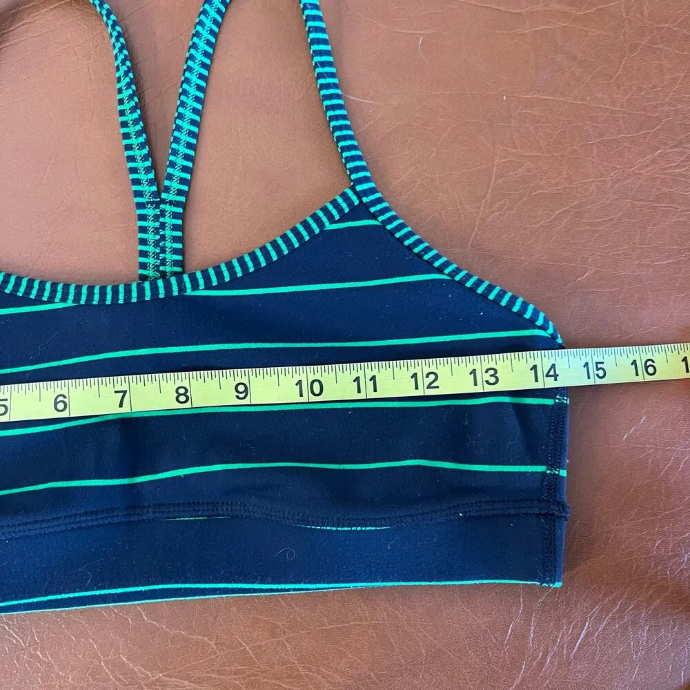 Lululemon Flow Y Athletic Sports Bra Size 4 Blue and Green Stripe Racerback Gym‎ - Image 6