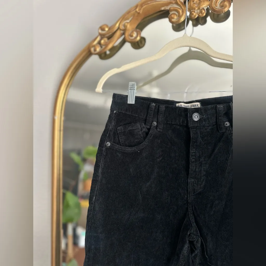Free people black corduroy risk taker straight jeans size 27 nwot - Image 2