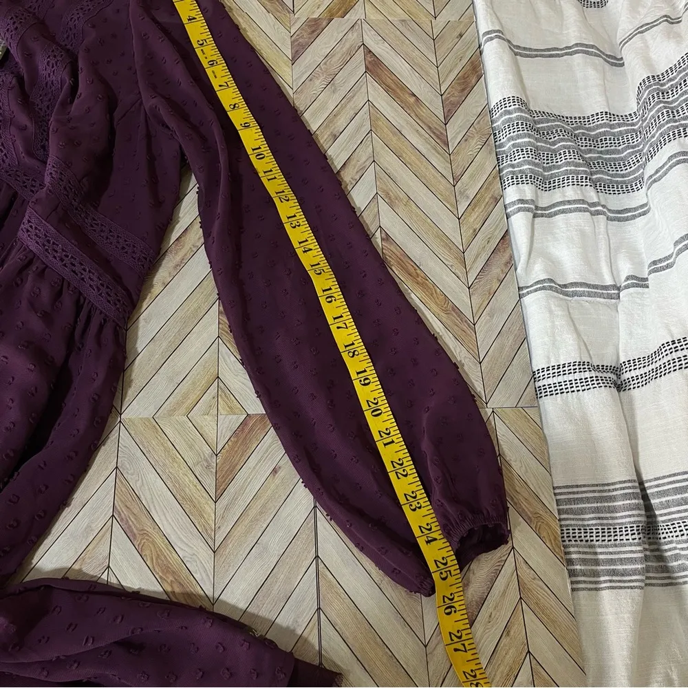 MATILDA JANE Festive Fancy Plum Babydoll Dress Purple Swiss Dot Mini Boho Fairy - Image 12