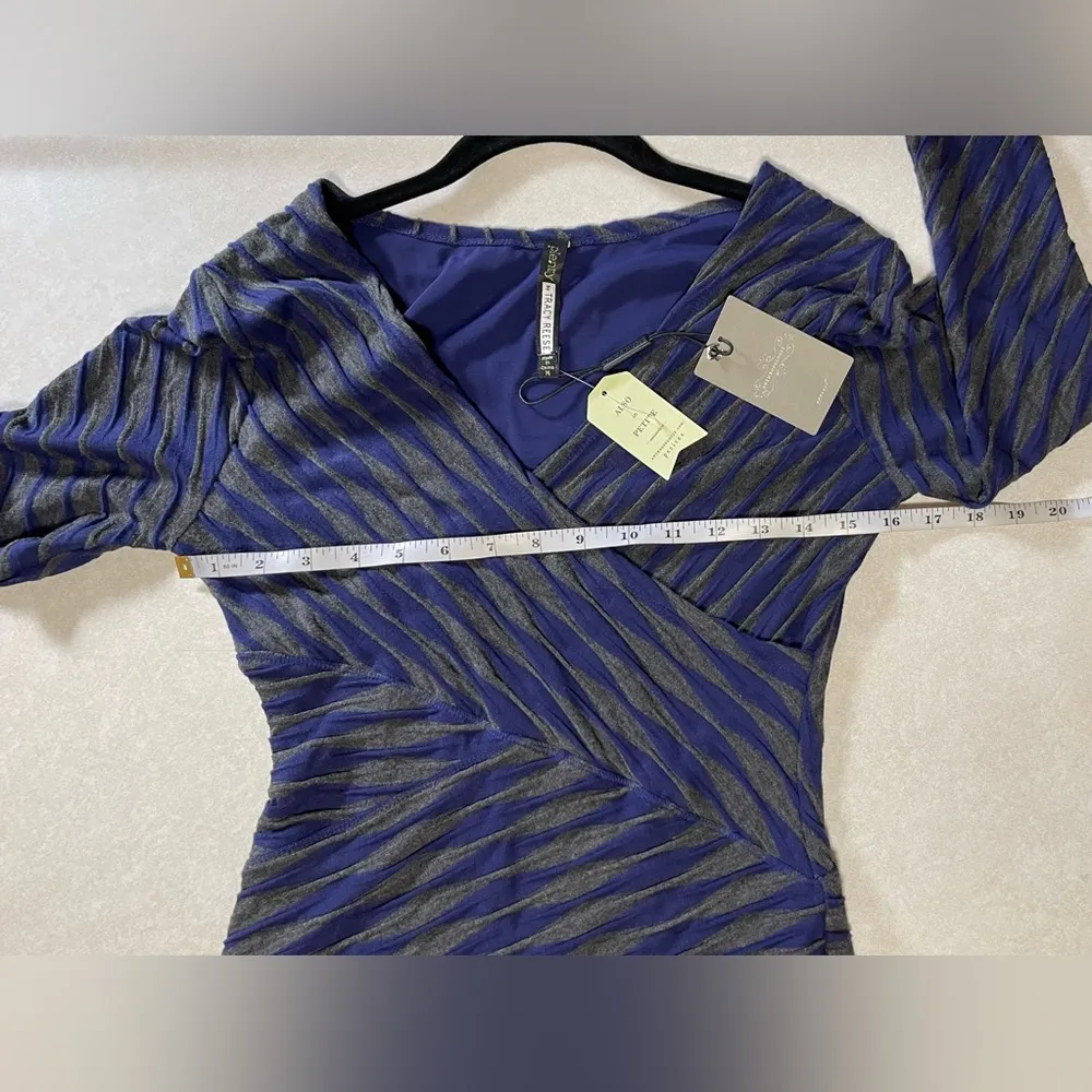 Anthropologie Tracy Reese Plenty Directional Dress Midi Bodycon Blue-Charcoal M - Image 15