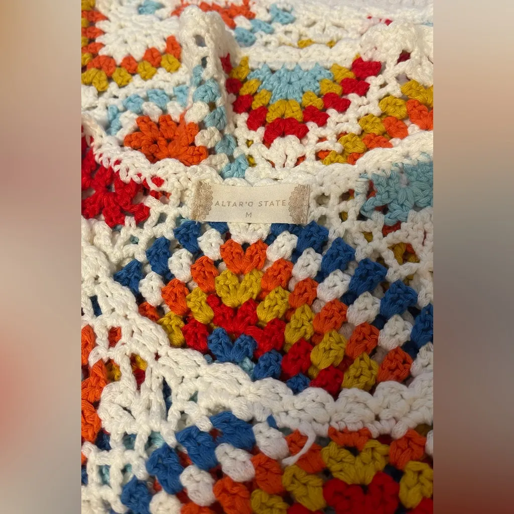 Altar'd State Multicolor Crochet Crop Top - Image 3