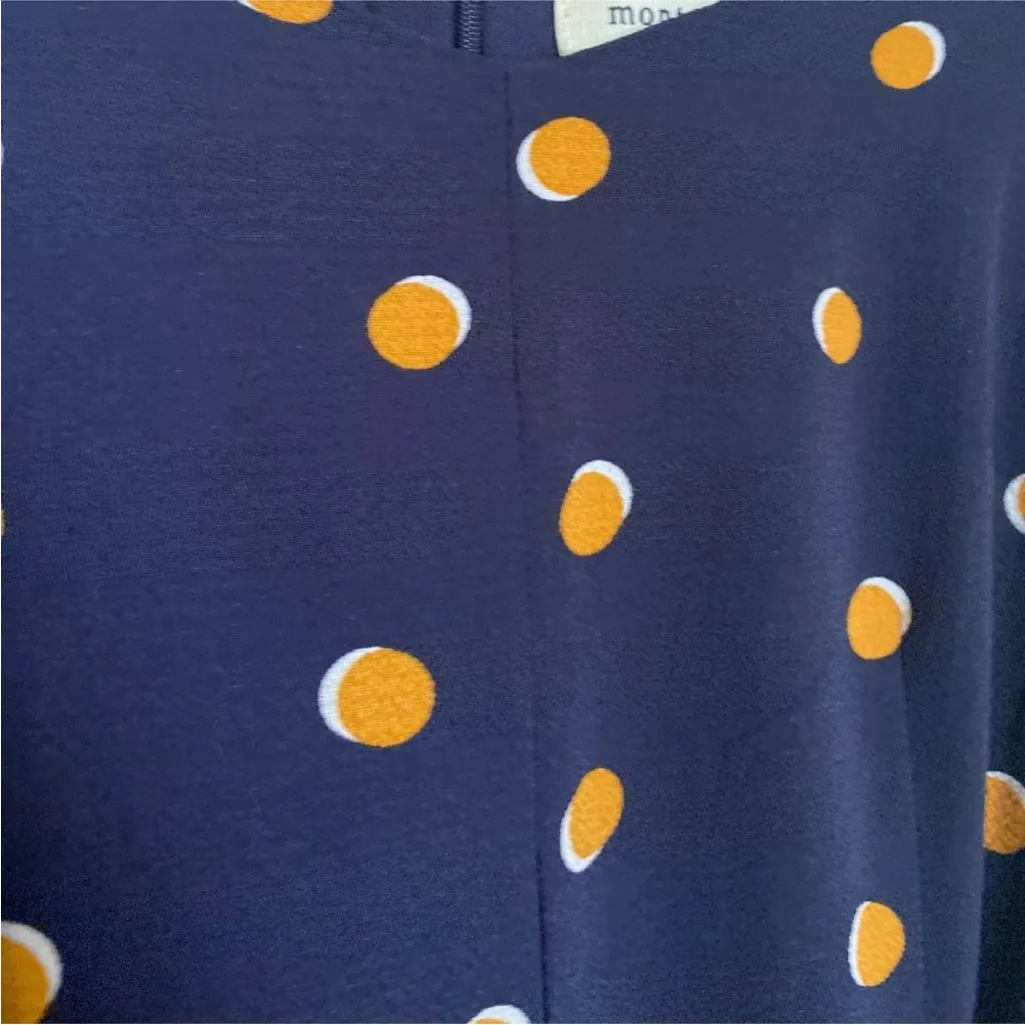 Monteau Elegant Navy Blue, Yellow Polka Dot Pantsuit - Image 3