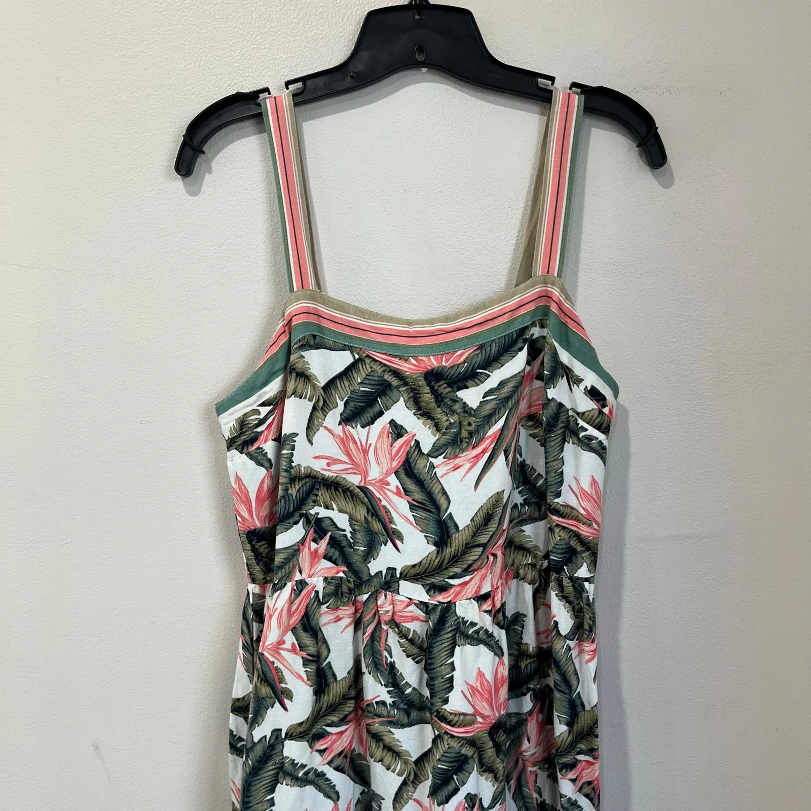 LOFT Linen Blend Tropical Floral Tiered Maxi Dress Size 6 Resort Vacation - Image 8