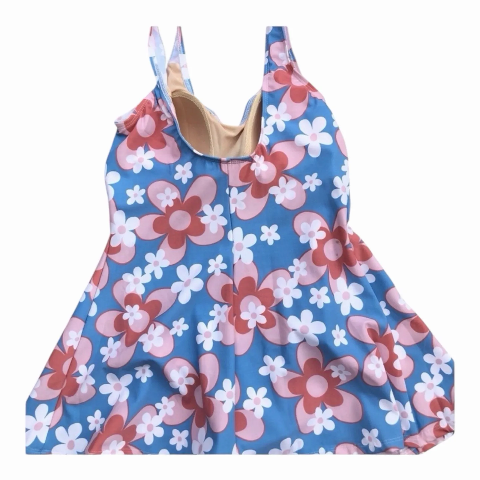 Esther Williams NWT Retro Floral Swim Dress One Piece w/ Shorts Size 10 Blue - Image 5