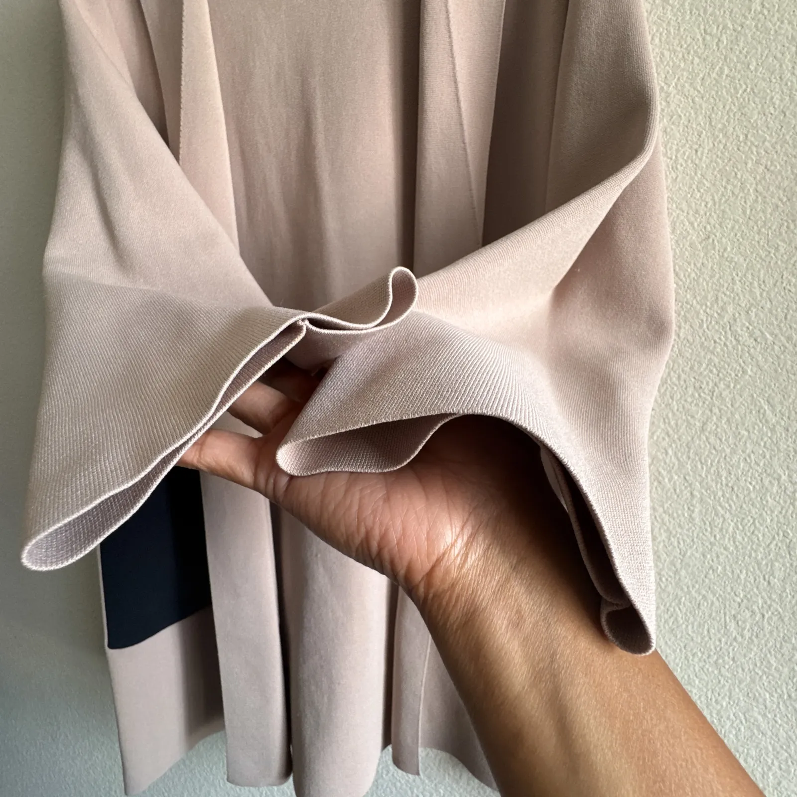 COS Long Structured Knit Jacket Beige Open Front Coatigan - Image 7