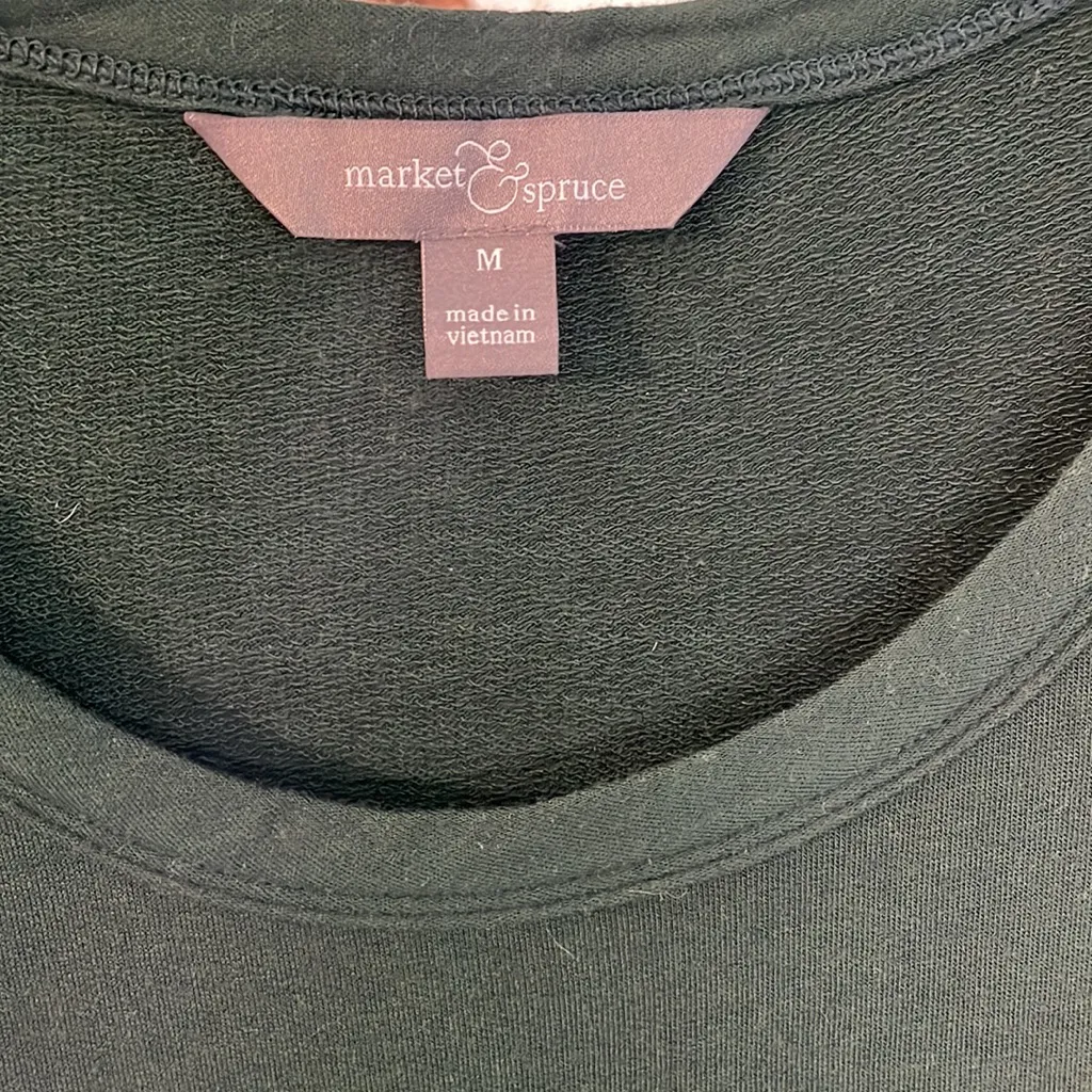 Market & Spruce Dark Green‎ 3/4 Sleeve Crew Neck Top Women's Size M - Image 2