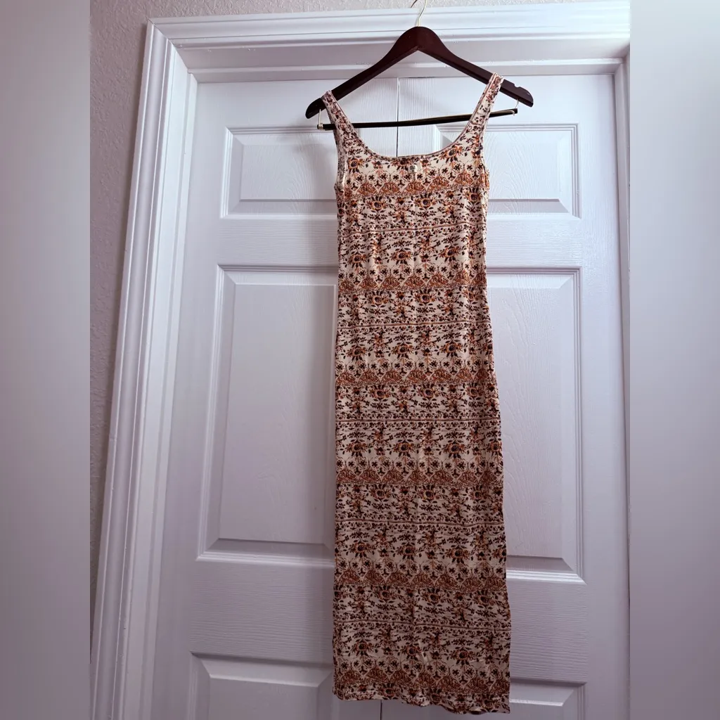 Billabong Share Joy Sleeveless Body Con Midi Dress Small Cream Brown - Image 3