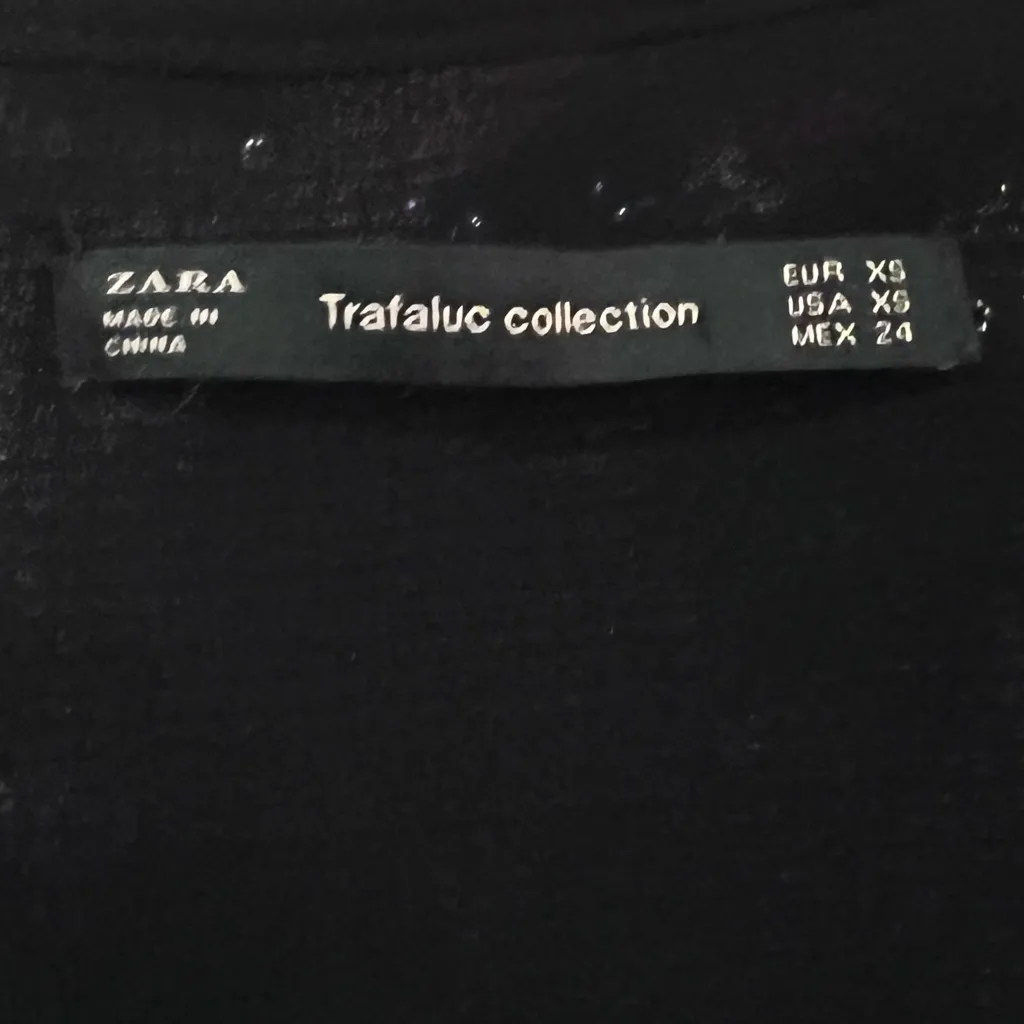 ZARA Gold with‎ Red & Black Floral Sequins Crossover Wrap Mini Dress Size XS - Image 15