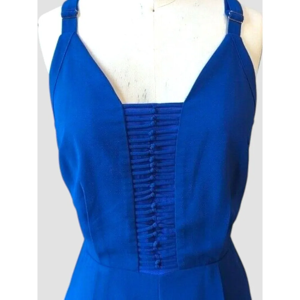Adelyn Rae Straight Leg Jumpsuit Sz SM Cobalt Blue Cocktail Knot Front V Neck - Image 4