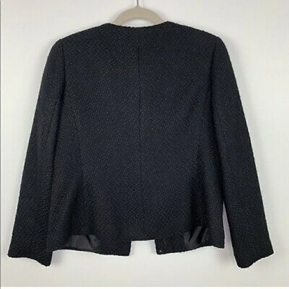 𝅺nwt Talbots tweed boucle faux leather blazer sz 6 - Image 5