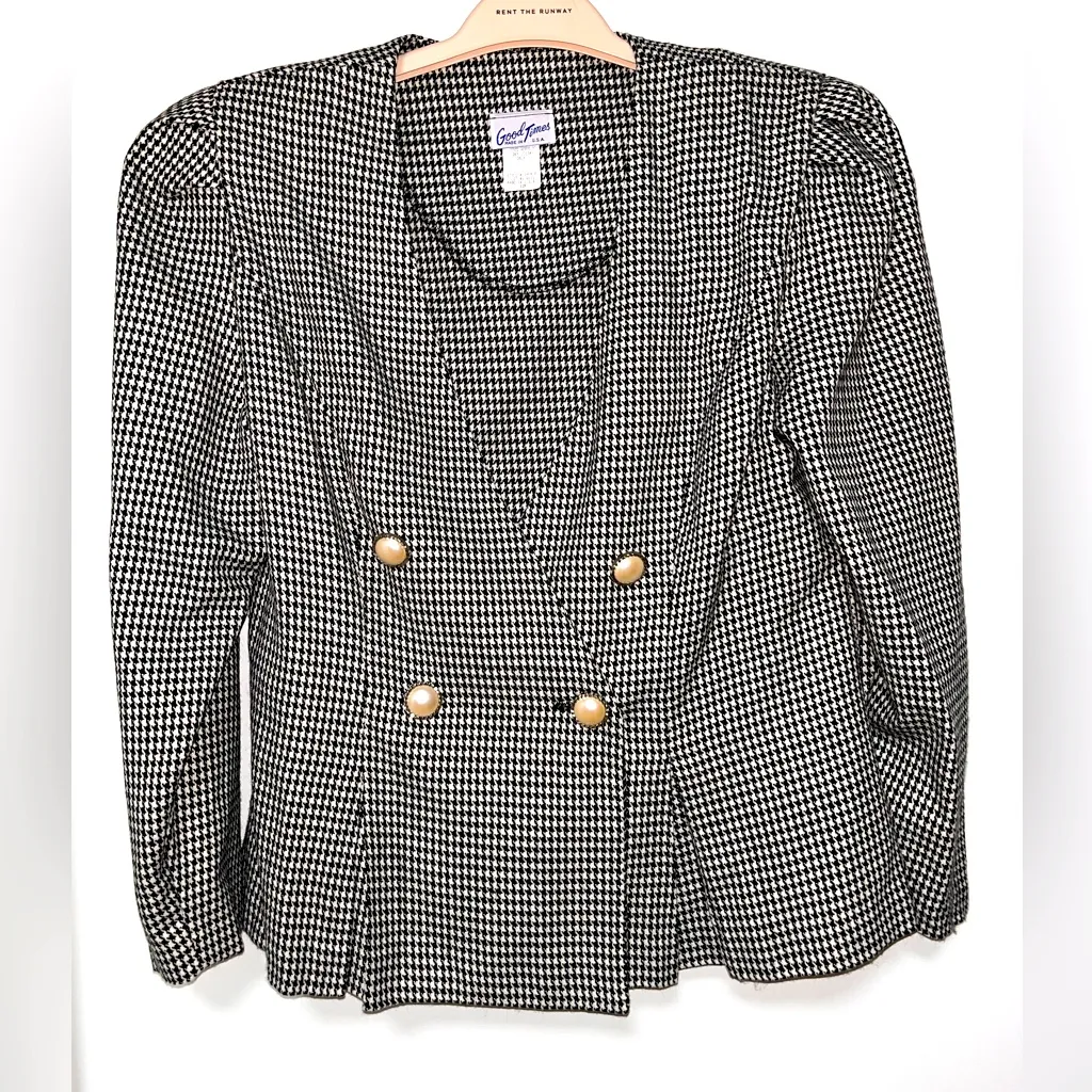 Good times vintage checkered blazer size 12P White - Image 6
