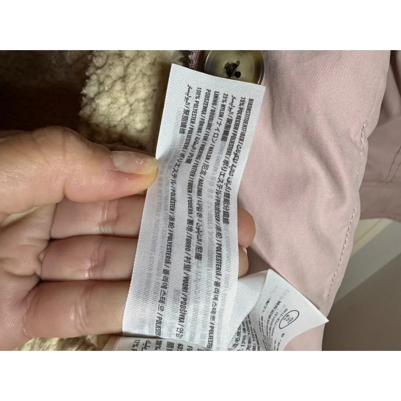 Abercrombie Fitch Pink Sherpa Lined Parka Jacket Hooded Fur‎ Trim XS - Image 4