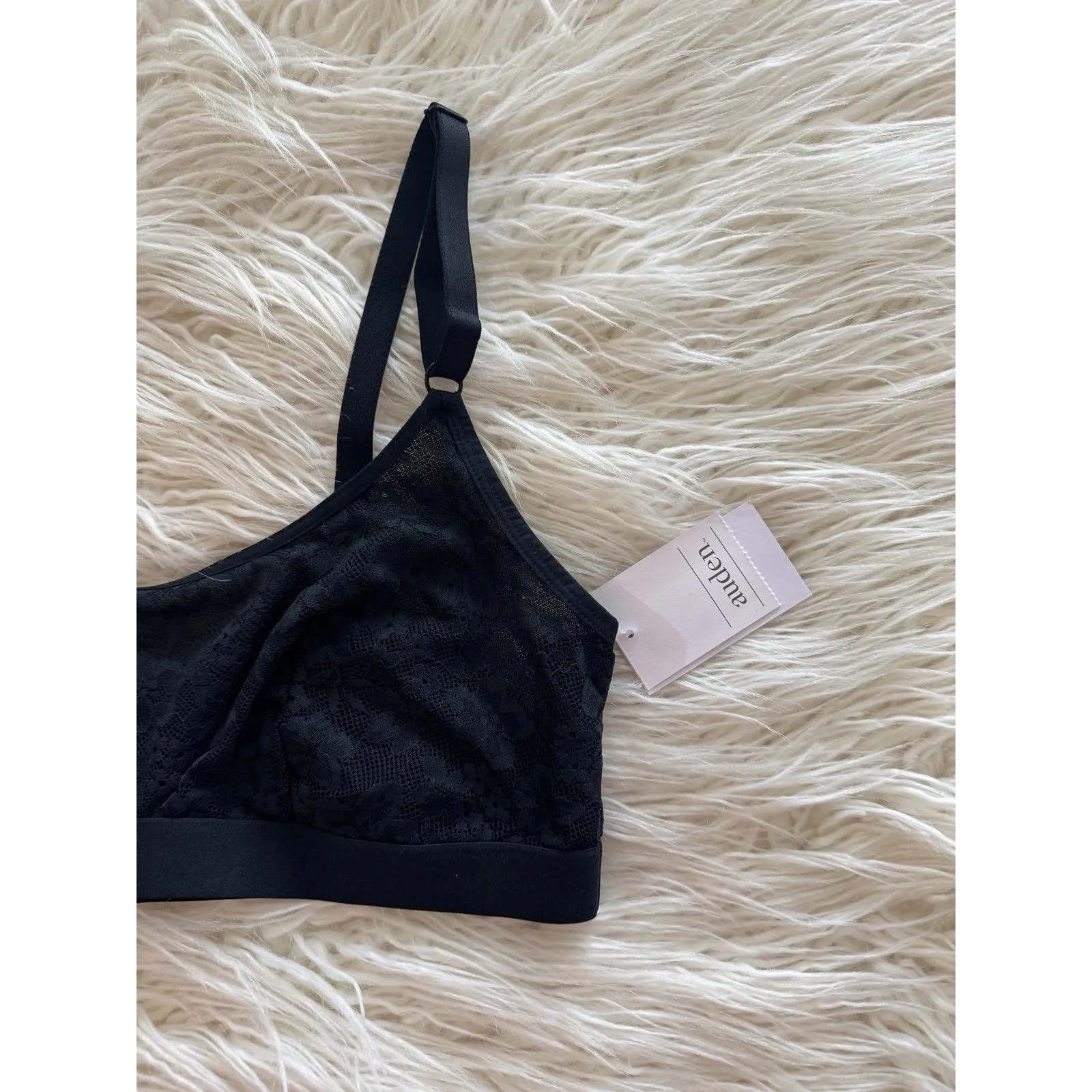 Auden Lace Lightly Lined Scoop Neck Bralette Black Size Medium - Image 3