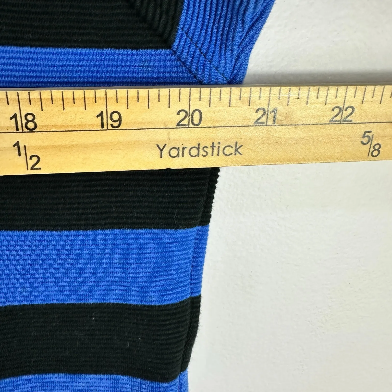 Karen Kane Sweater Dress Women L Blue Black Stripe Preppy Cotton Mod 90s USA VTG - Image 5