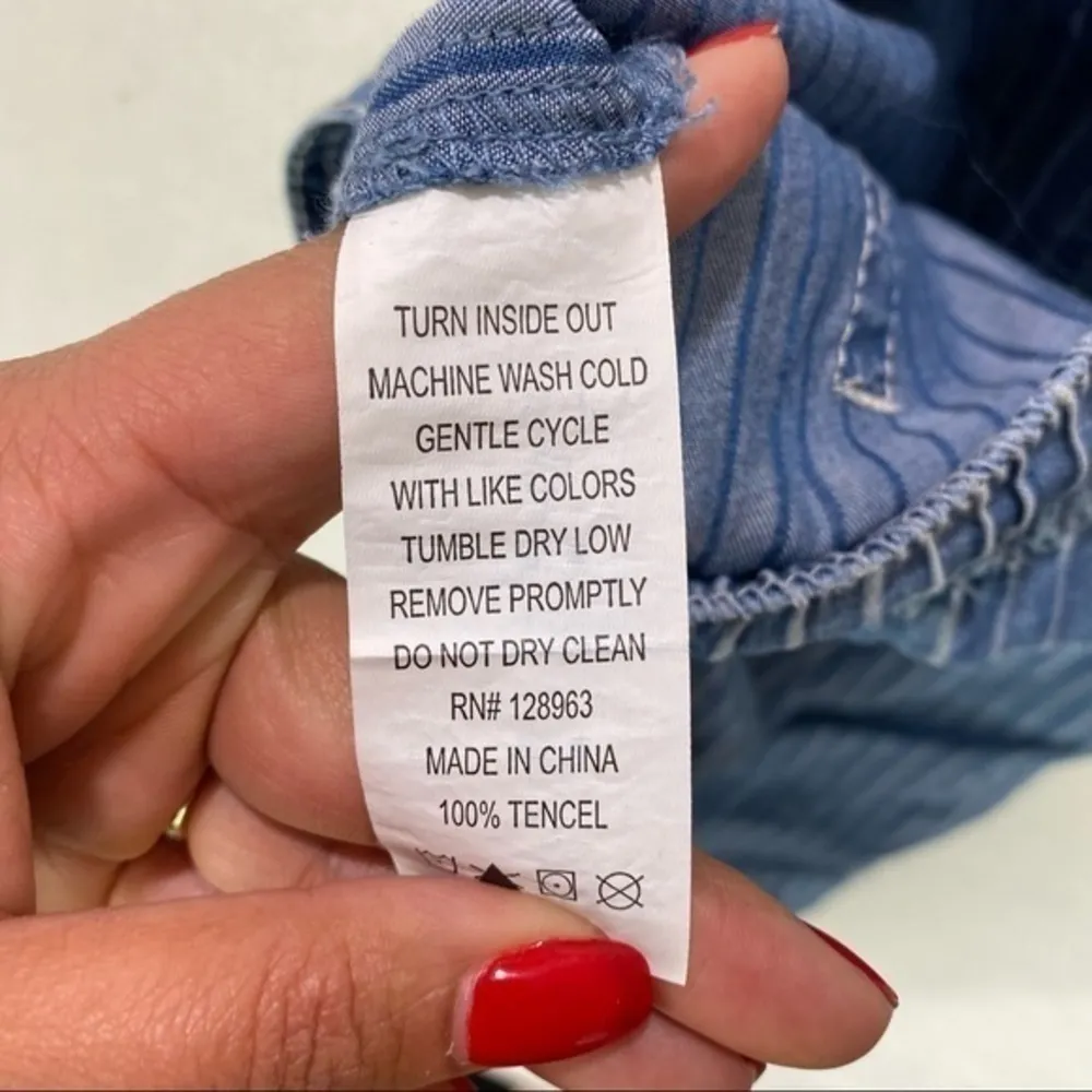 Indigo Rein Striped‎ Chambray Drawstring Waist Pant - Image 11