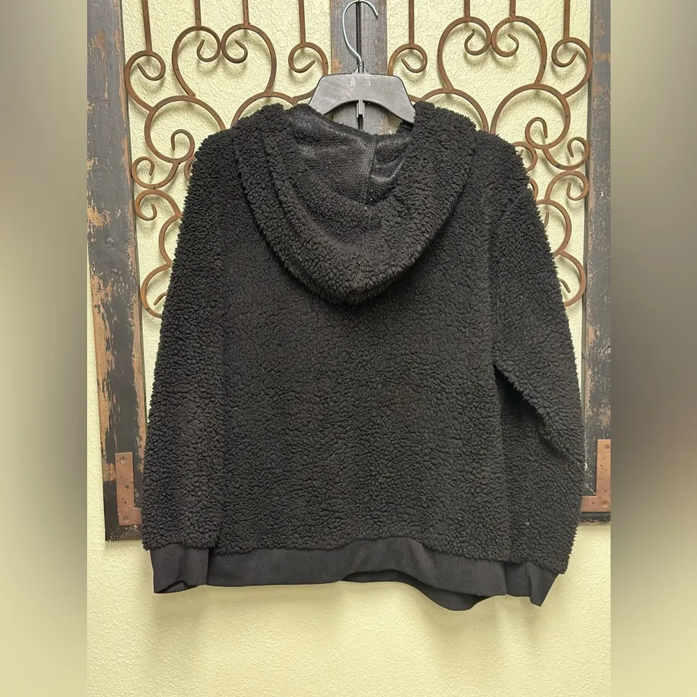 No Boundaries zipper black Sherpa hooded jacket - Image 2