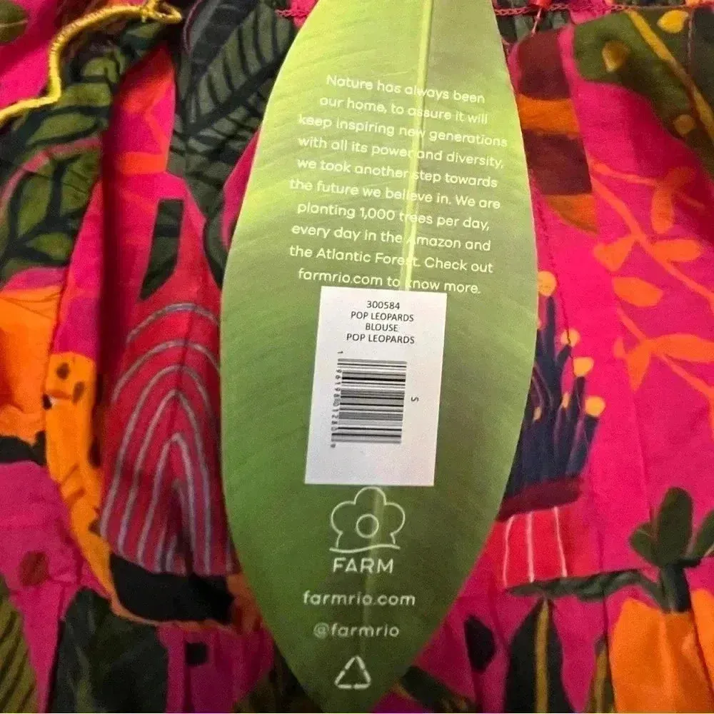 NWT FARM RIO POP LEOPARDS Short Sleeve Top BLOUSE Pink S - Image 10