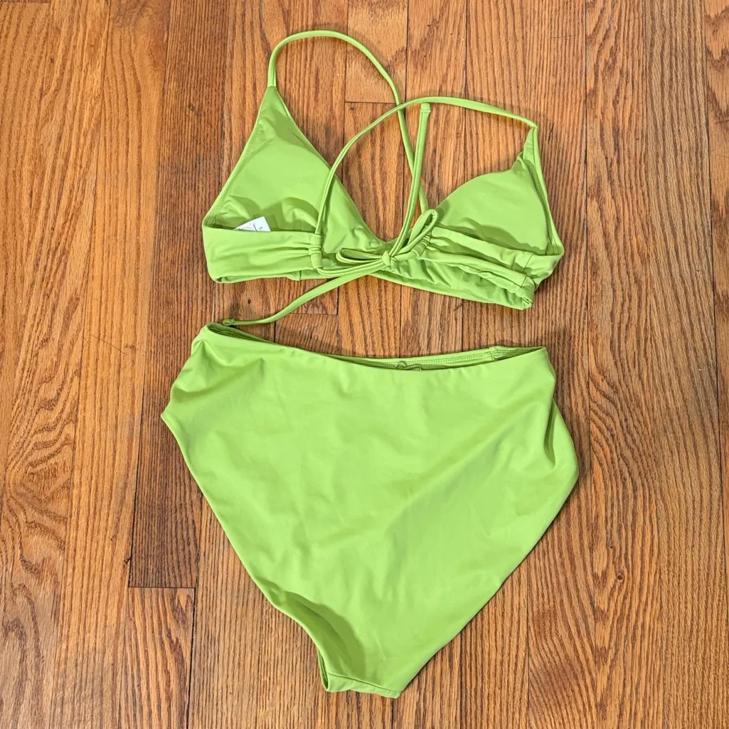 Andie Bikini‎ Set Elwood Top High Rise Bottom Avocado Green size S NWOT - Image 3