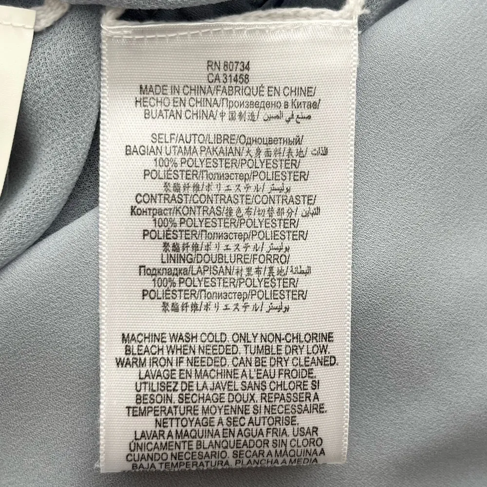 BCBGMaxazria Kristey Pleated Ruffle Bib Dress in Light Dusty Blue, Size Large‎ - Image 15