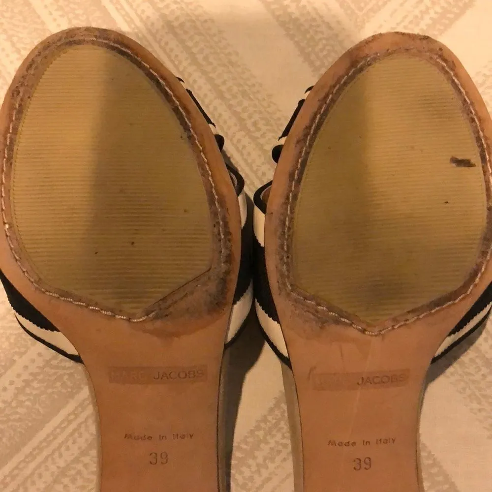 Marc Jacobs Black & White Bow Slides with Heel Size 39 - Image 8