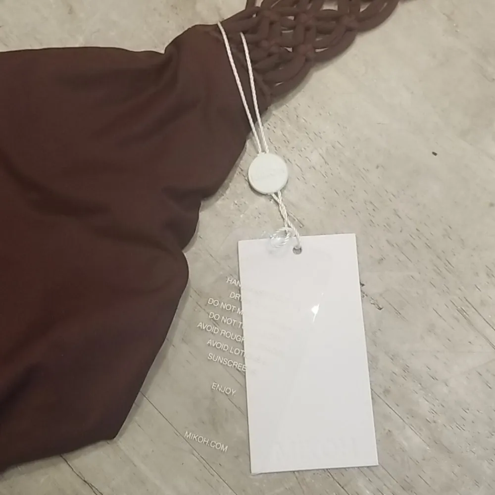 💕MIKOH💕 Topanga Macrame Halter One Piece Swimsuit Burgundy Small S NWT - Image 15