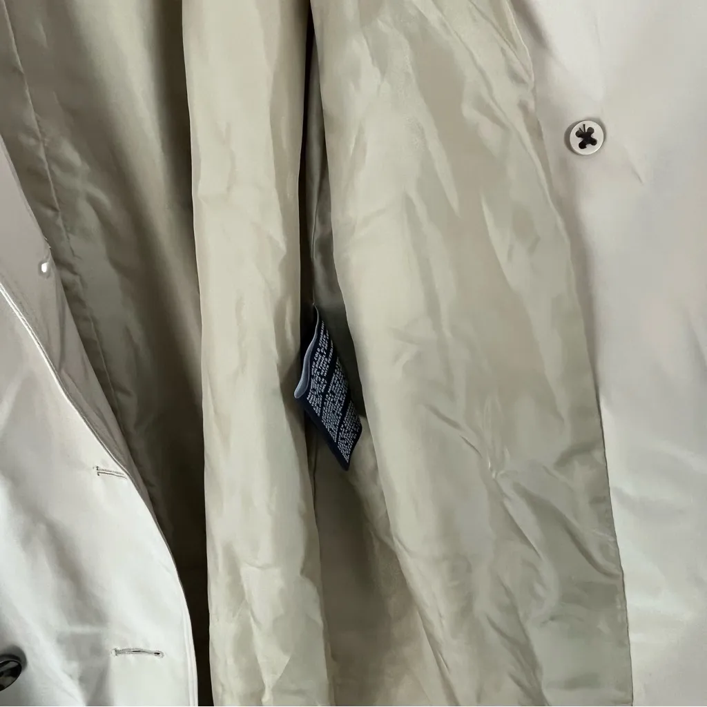 LONDON FOG Stone Double Breasted Belted Waist Side Pockets Trench Coat Size XL - Image 5