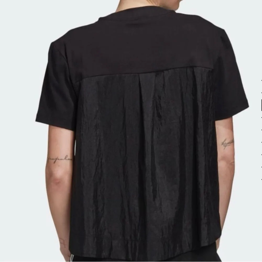 Adidas Trefoil Black Nylon Back Panel Tee Shirt Sz XL Women - Image 2