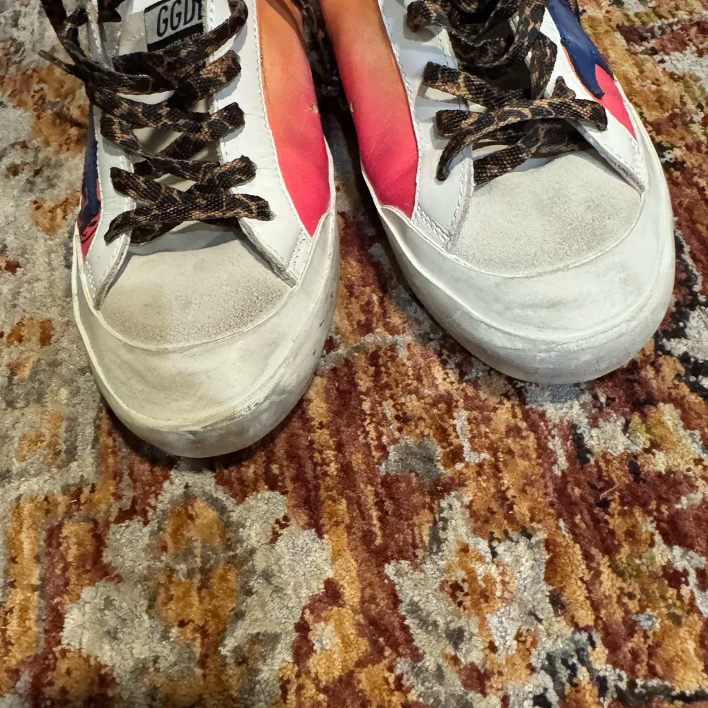 GOLDEN GOOSE Women's Graffiti Pink and Blue Sneakers 8 - Image 5