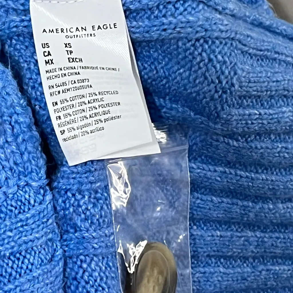 American Eagle Outfitters Blue Button-Up  Cable Knit Cropped Cardigan NWOT XS - Image 7