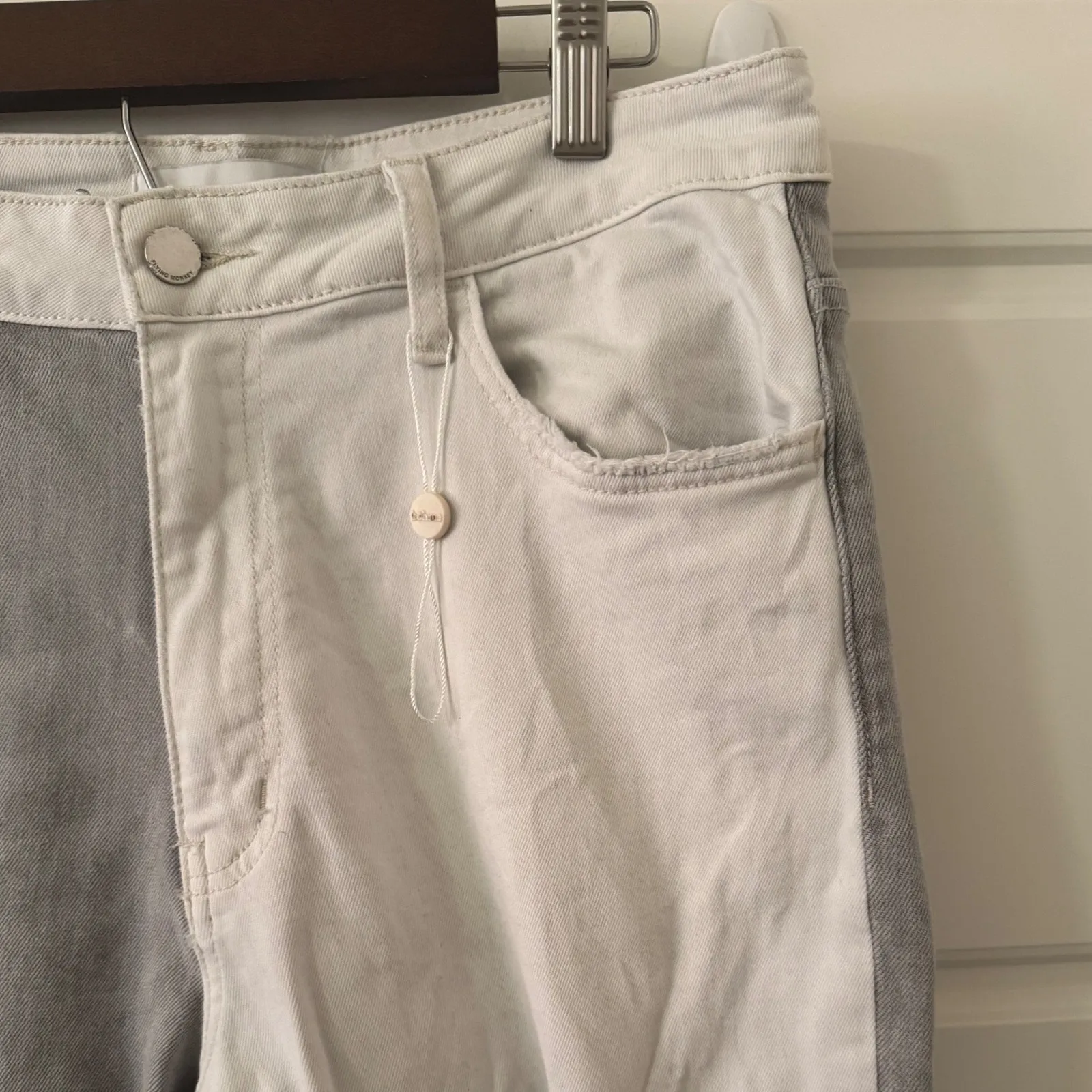 NEW Bohme sz 30 Women Flying Monkey Two Tone Cropped Colorblock Jeans Streetwear - Image 12