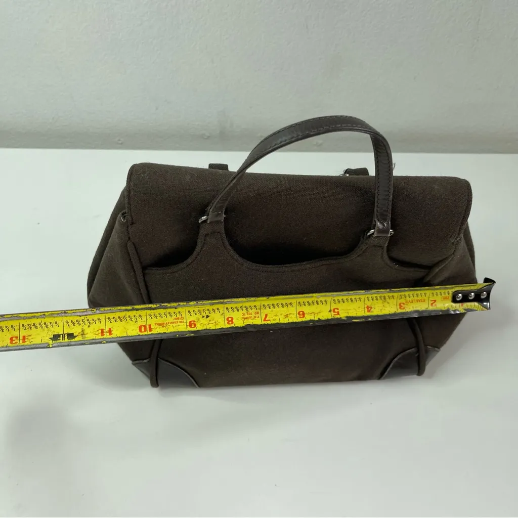 Vintage Banana Republic Brown Small Satchel Hand Bag Leather Wool like Preppy - Image 3