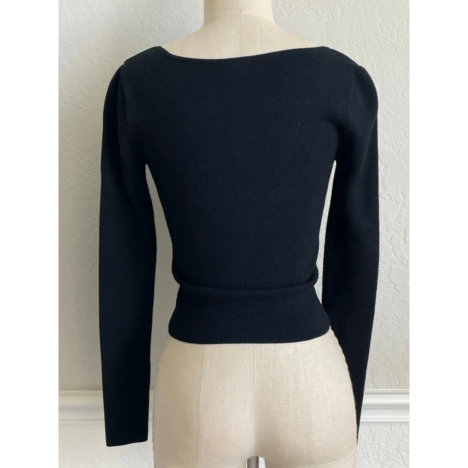 Abercrombie & Fitch Black Knit Bustier Top XS Long Sleeve Sweetheart Neck Y2K - Image 6