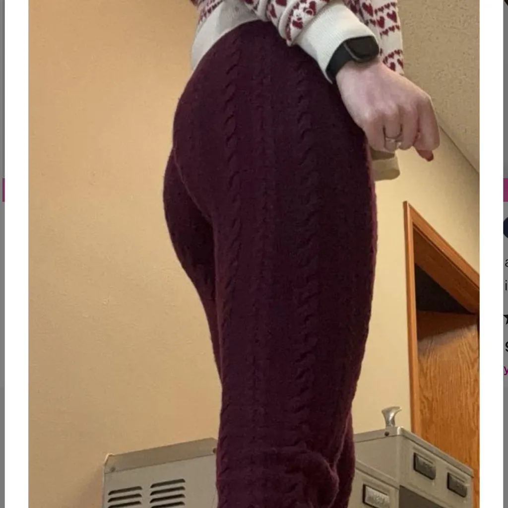 PINK
COLLEGIATE‎ CABLE-KNIT FOLDOVER FLARE PANTS - Image 4