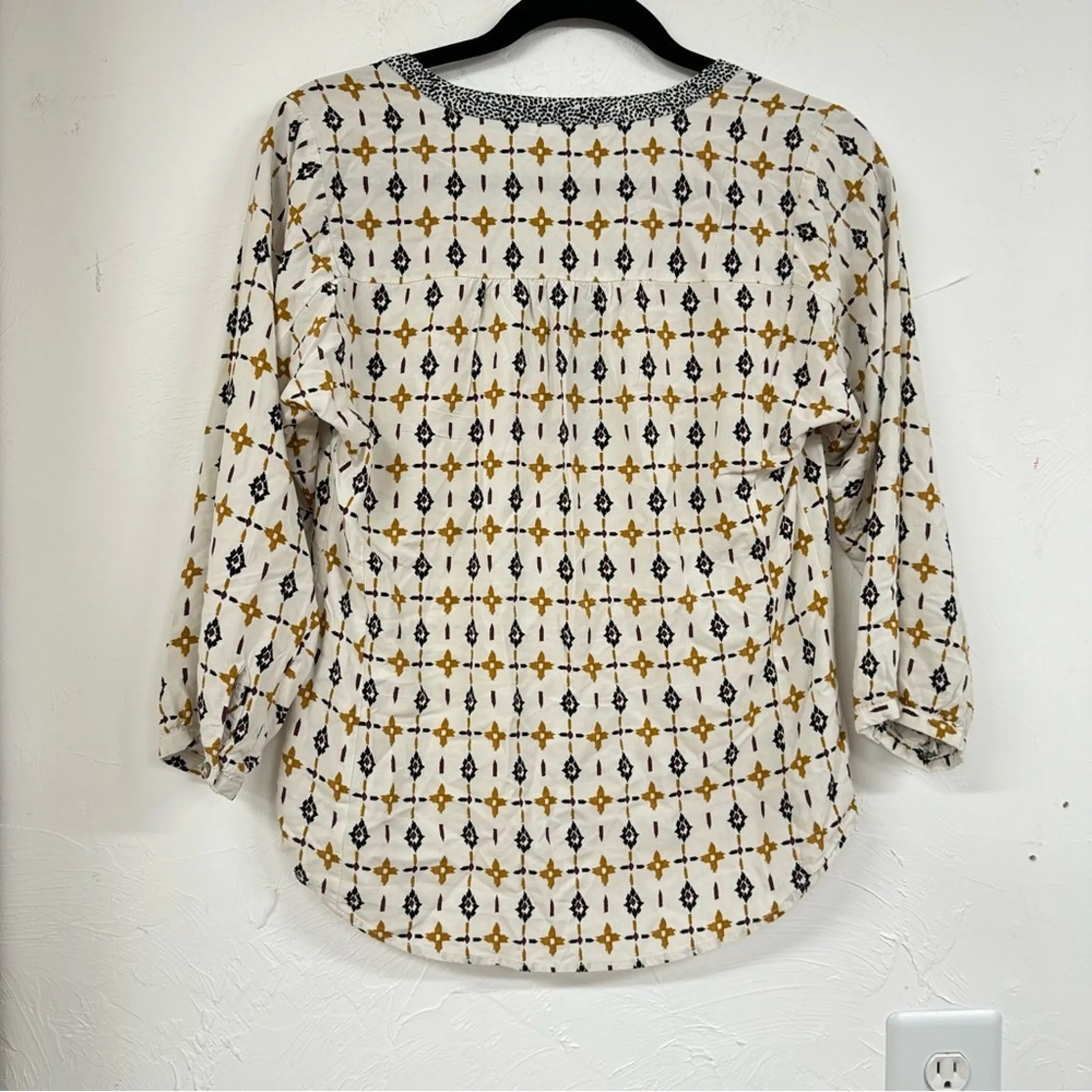 Daniel Rainn DR2 Mustard Yellow & Black Boho Tassel Blouse Womens XS Shirt - Image 9