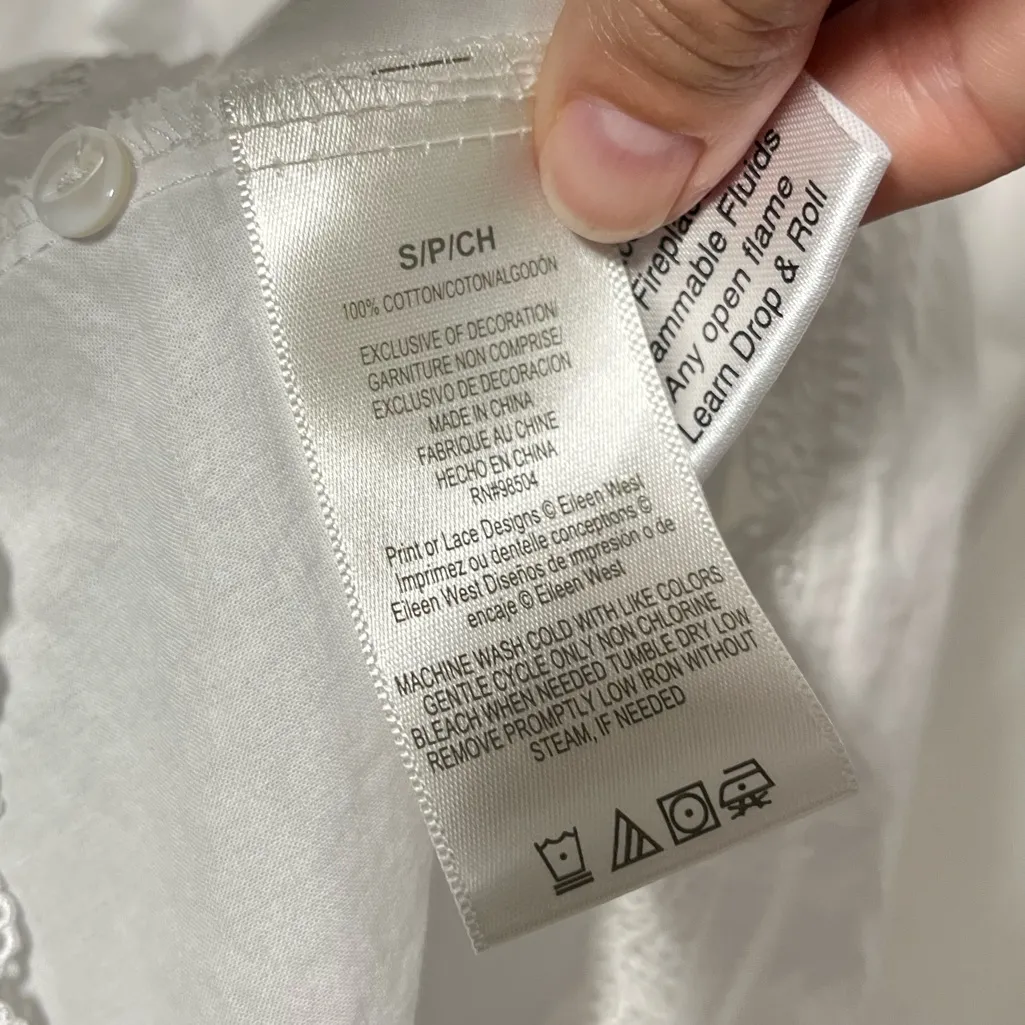 Eileen West Queens Anne Lace Victorian Dreams long button front nightgown size S White - Image 5