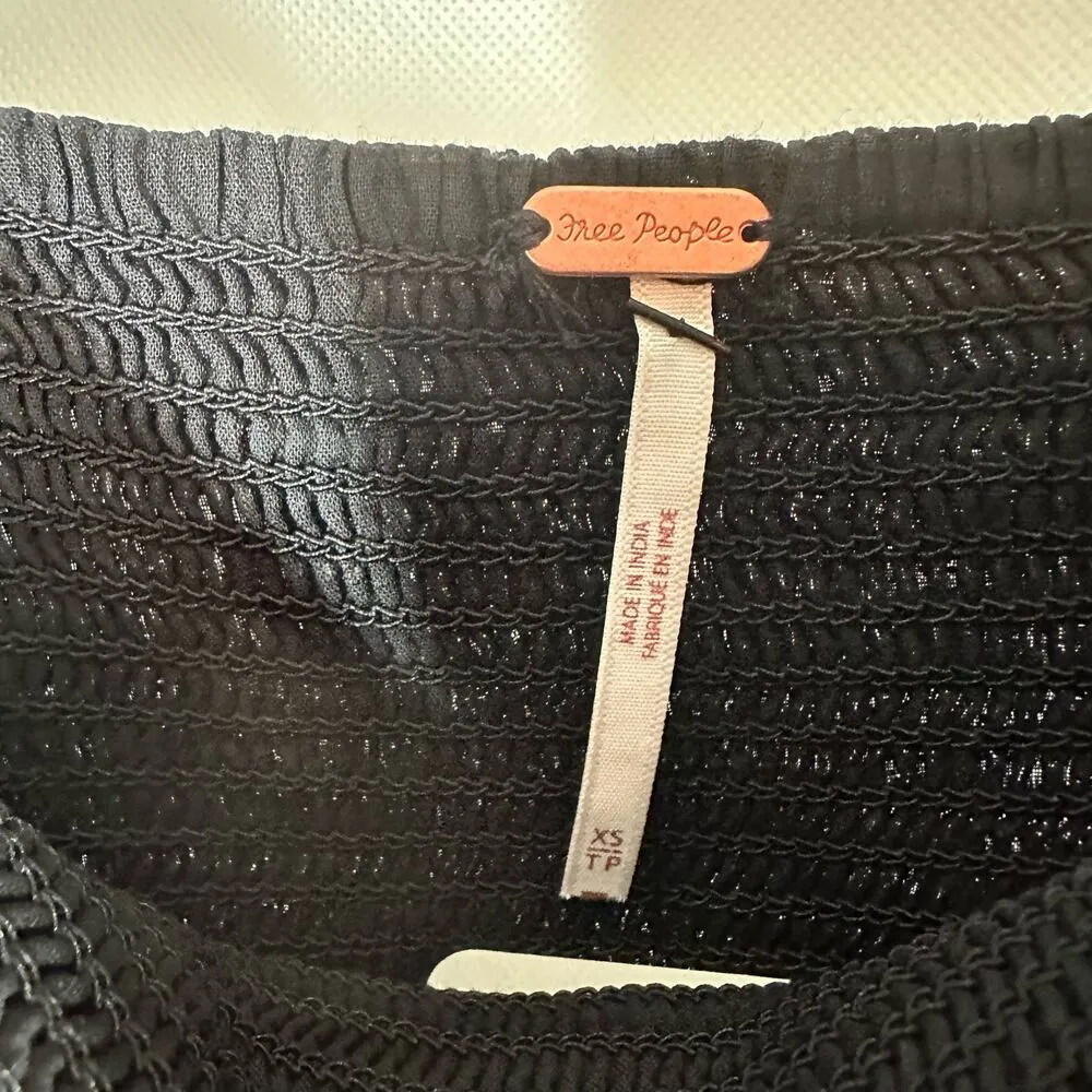 Free People Perfect Storm Midi Dress Size XS Black Eyelet Puff Sleeves - Image 7