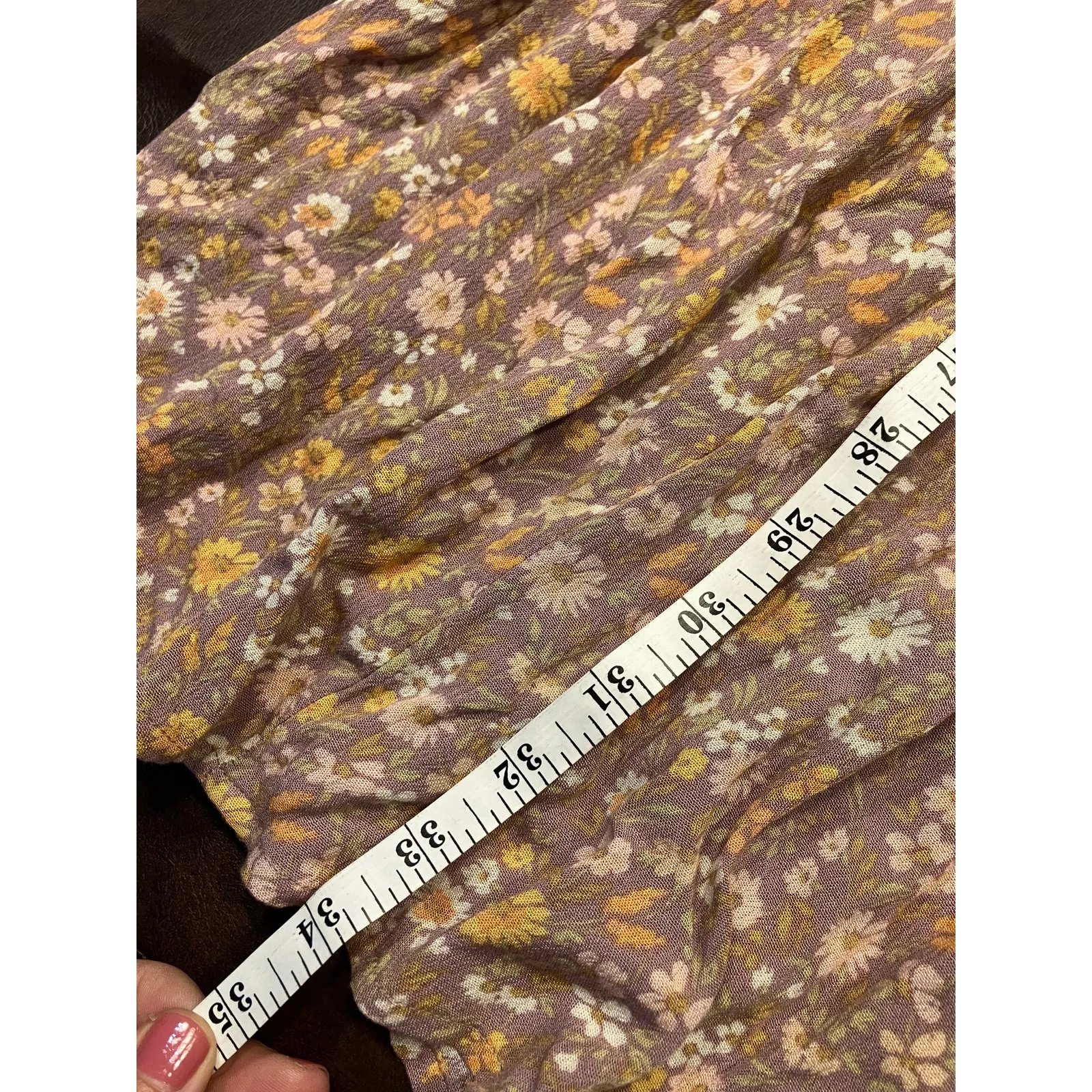 143 Story by Line Up Boho Floral Tiered Mini Dress Small Mauve Long Sleeve Rayon Purple - Image 13