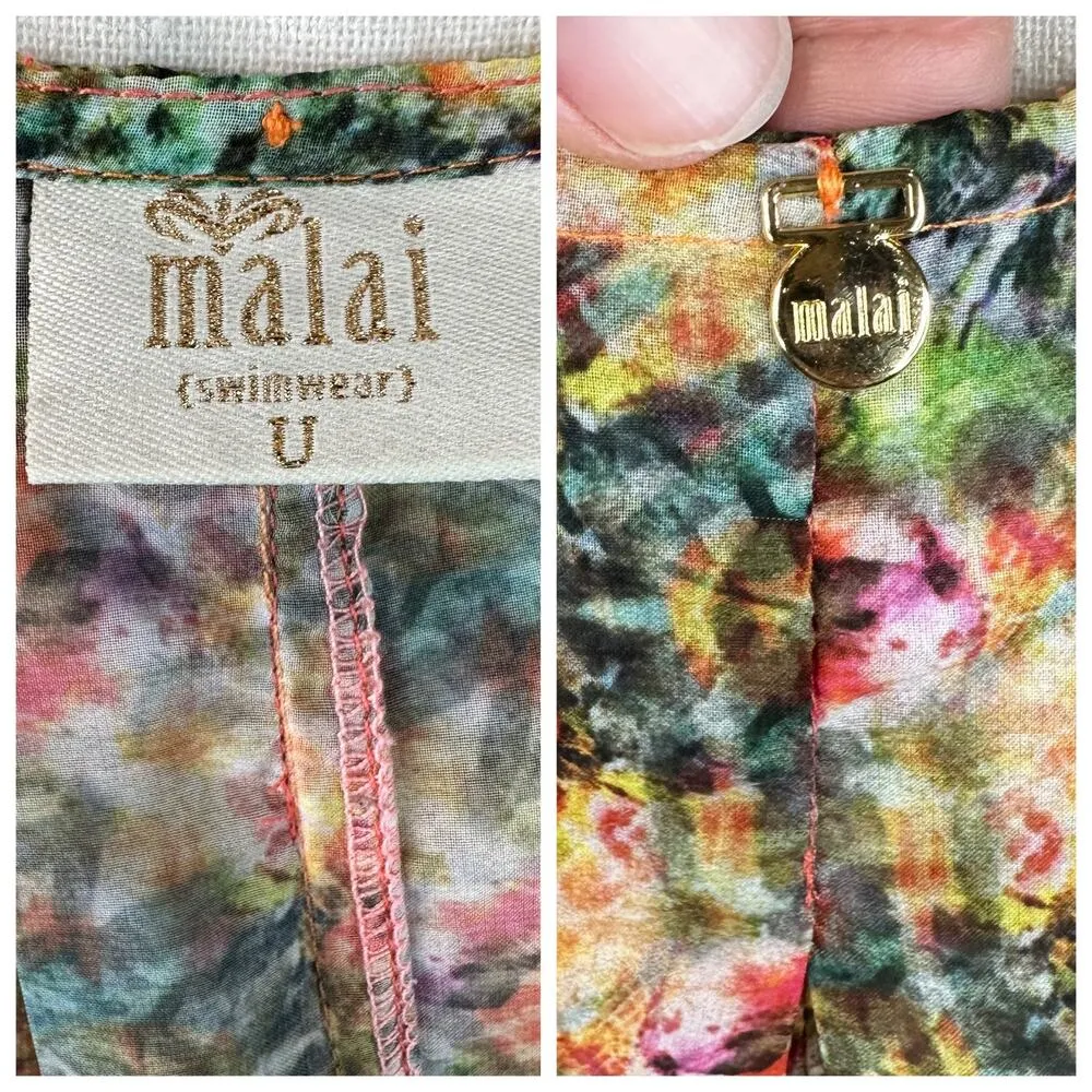 Malai Swimwear Lightweight Kimono Coverup Open Cardigan Abstract Floral Size S/M Size M - Image 6