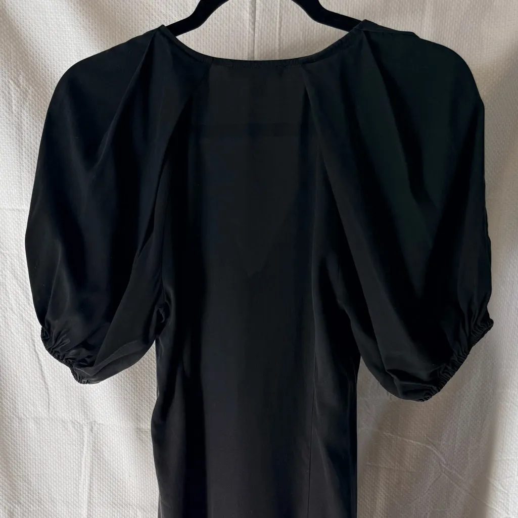 Chelsea & Violet Black Puff Sleeve Midi Dress | Size 2 - Image 3