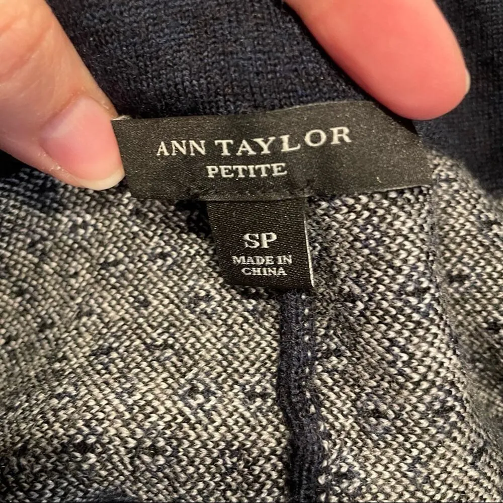 Ann Taylor Navy Blue Polka Dot Knit A Line Skirt Womens SP Preppy Dark Academia - Image 4