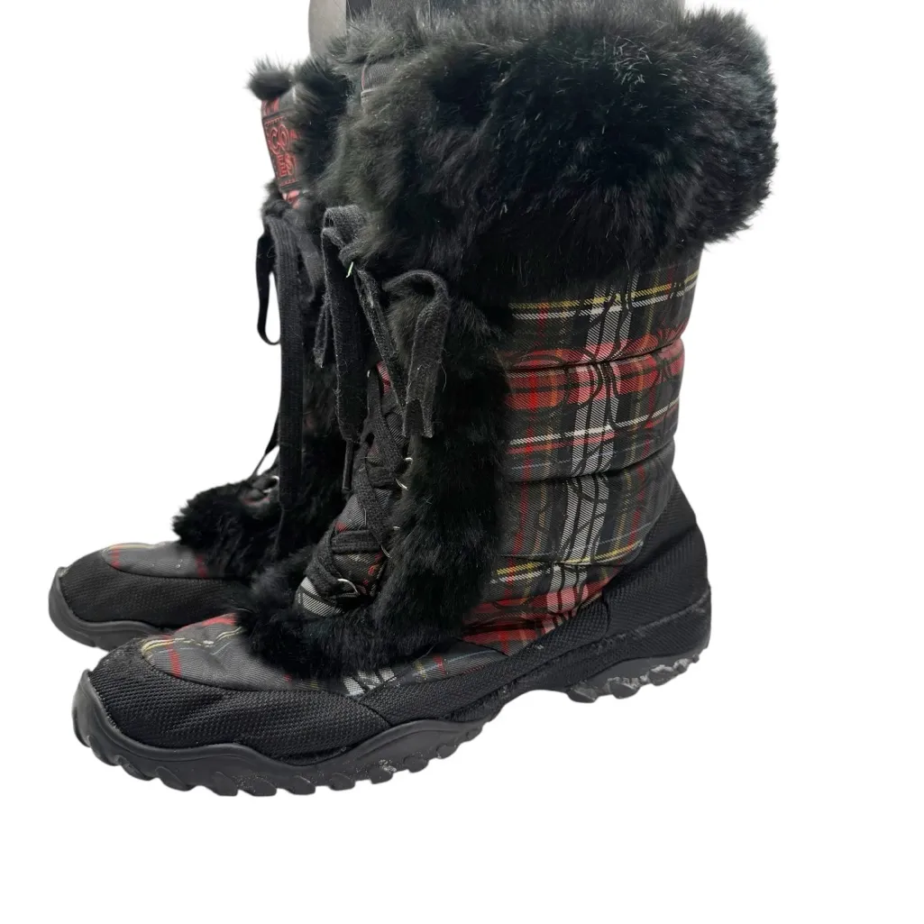Coach Jennie Plaid Y2K Vintage Snow Boots size 10 - Image 2
