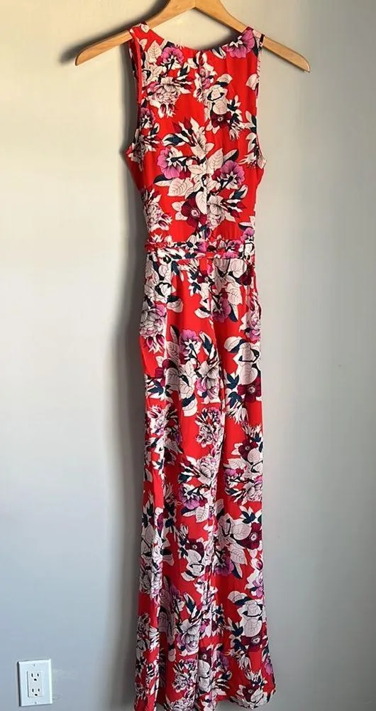 Yumi Kim - Red Floral Print Silk Jumpsuit - Image 3