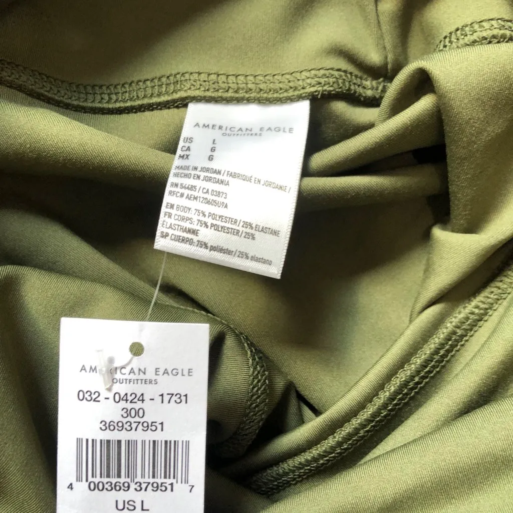 American‎ Eagle The Everything Flare Pants L Regular Olive Green High Rise NWT Size undefined - Image 3