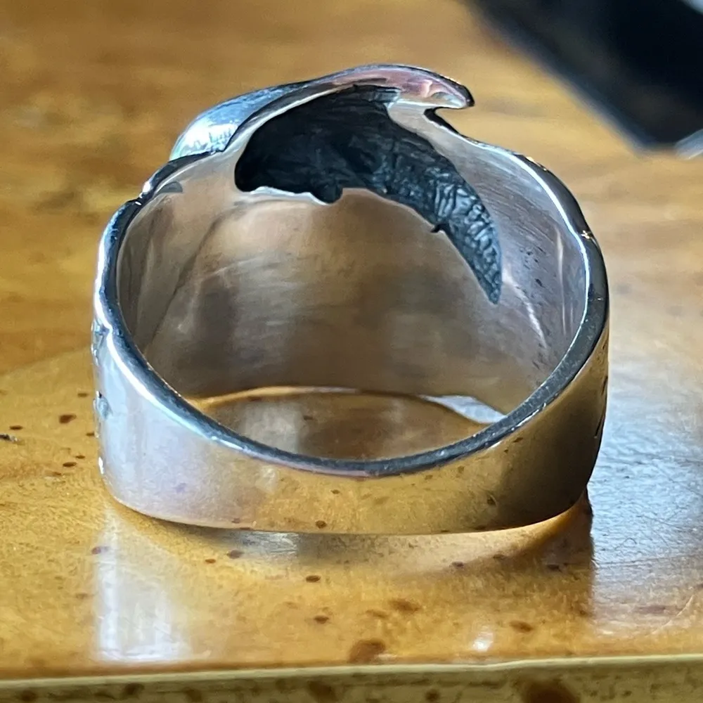 Sleeping Beauty Turquoise Sterling Silver Dolphin Ring Size 7 - Image 4