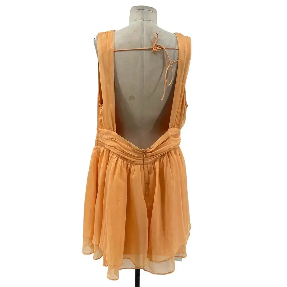Abercrombie and Fitch Flirty Drama Mini Dress‎ Plunge Backless Orange Size XL - Image 9