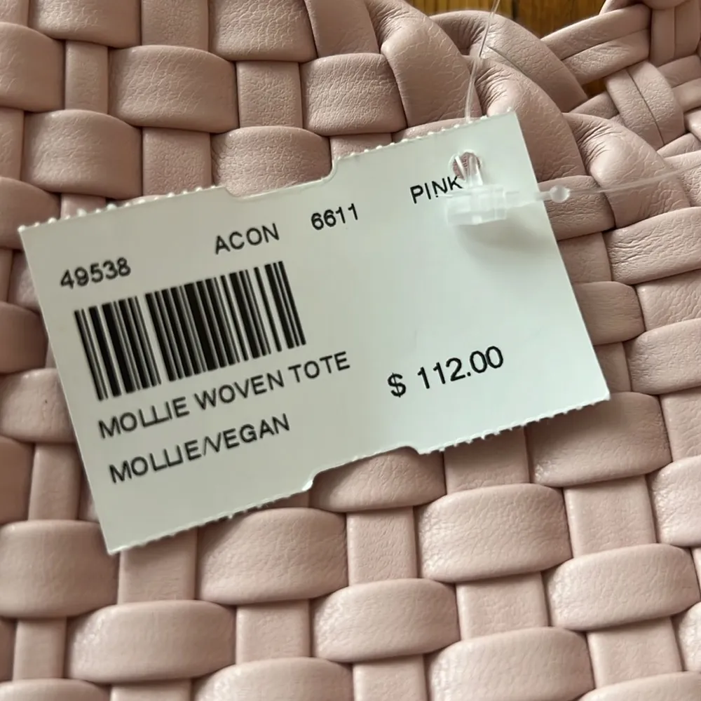 Mollie Woven Tote Vegan Leather Pink - Image 7